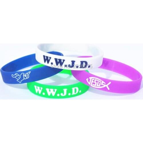 400pcs Religious 4 colors What Would Jesus Do WWJD wristband silicone bracelets free shipping by DHL express