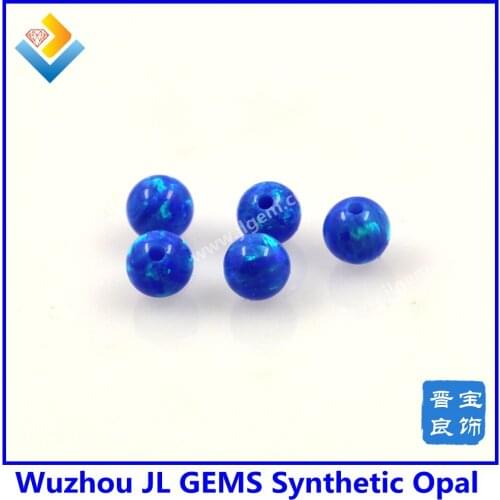 50 Pieces/lot) OP05 Dark Blue 4mm opal round beads Round Synthetic Opal Balls for Free shipping hole drilled