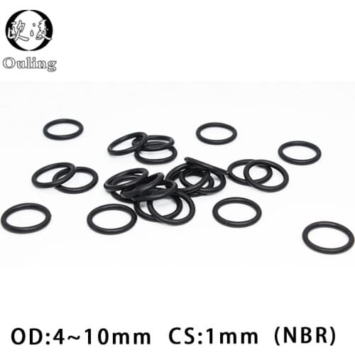 50PC/lot Rubber Ring Black NBR Sealing O-Ring 1mm OD4/4.5/5/5.5/6/6.5/7/7.5/8/8.5/9/9.5/10mm O Ring Seal Nitrile Gasket Washer