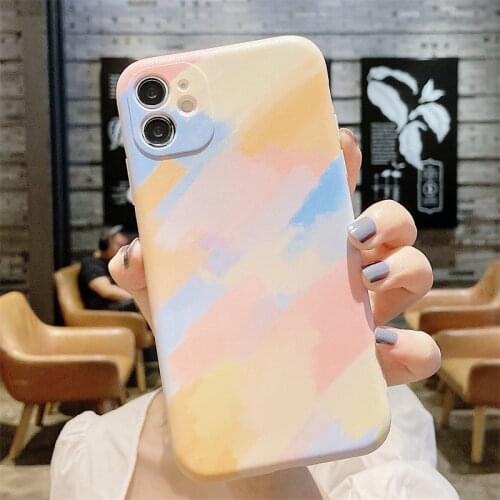 Watercolor Stripe Painting Case For Samsung Galaxy M51 M31S M21S M31 M21 M12 Painted Silicone Cover Case For Samsung M 51 31S 12