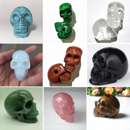 Natural Crystal Skull Gems Ghost Head Seiko Carved Crystal Skull 30MM Punched Gemstone Specimens Minerals