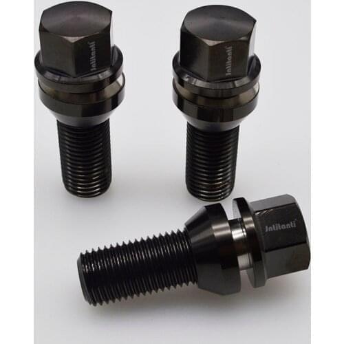 Black high performance Gr5 titanium wheel bolt with removable conical washer