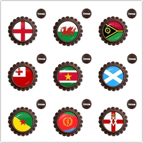 Ireland, Wales, Vanuatu, Tonga, Suriname, Scotland, French Guiana, Eritrea, Northern Ireland National Flag Wood Brooches Gift