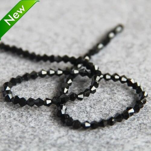 For Necklace 4mm Faceted Black AB+ Colorful Glass Crystal Beads Semi Finished Stone Balls Loose 15inch DIY Jewelry Making Design