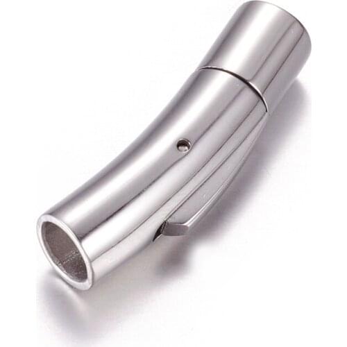 Fashewelry 10 Sets 304 Stainless Steel Column Bayonet Clasps 5mm Hole Clasps for Bracelet Jewelry Making Findings Accessories