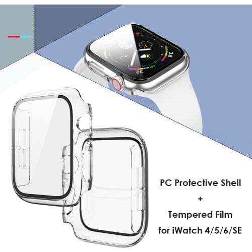 Brand New Clear Transparent PC Cover Bumper Frame for Apple Watch Series 6 5 4 SE 40mm 44mm Tempered Glass Screen Protector Case