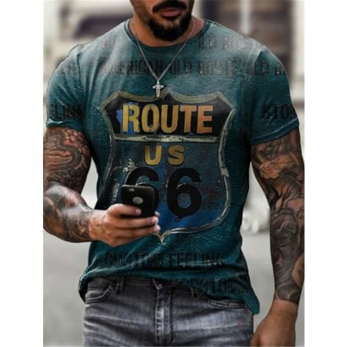 Cute Design Medal Mens Short Sleeve T-shirt Print 66 Shirt Summer Fashion O-Neck Slim Fit Sports T-shirt 2021