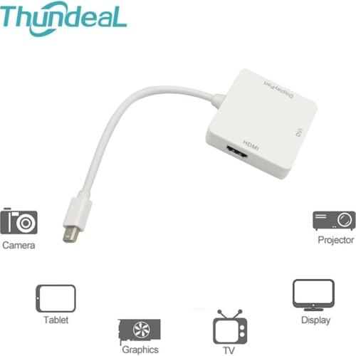 Cable Adapter 3 in 1 DVI/VGA Mini Display Port Male to HDMI Female DVI VGA Display Port for MacBook TV Projector Converter