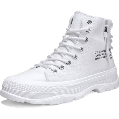 Men High Top Canvas Shoes 2021 Men Rubber Sole Ankle Boot Platform Botas White Casual Shoes Men Super Cool Star Sneakers