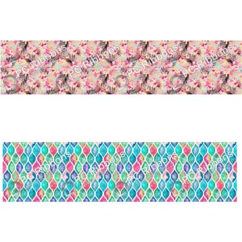 Custom 16mm-75mm hot transfer printed grosgrain ribbon elastic ribbon 100 yards