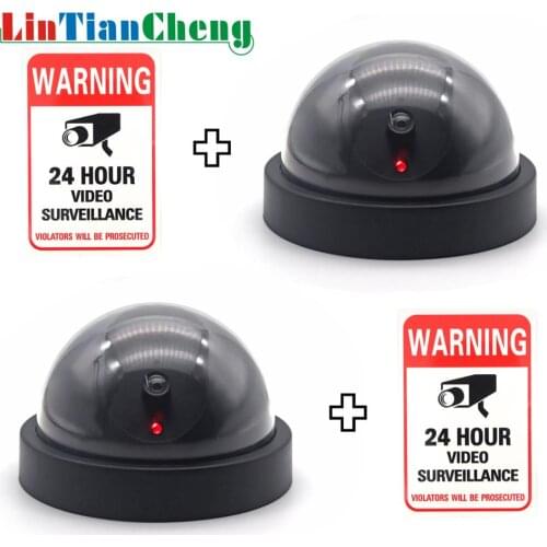 LINTIANCHENG 2pcs Dummy cctv Camera Dome Indoor Home Sercurity Video Surveillance With Red LED light Mini Fake Camera