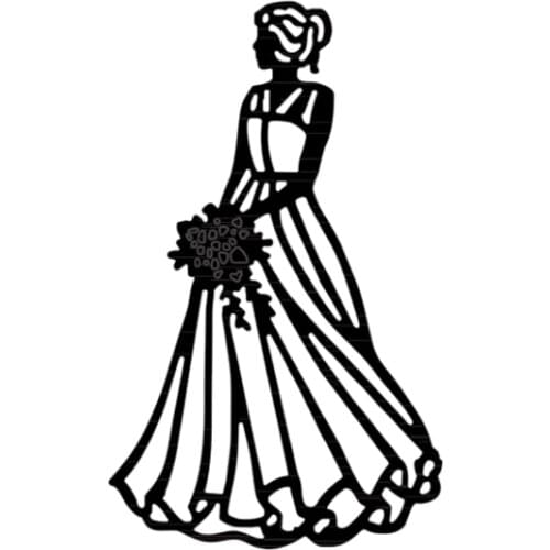 Elegant Woman Holding Flowers Metal Cutting Dies for Scrapbooking Die Cut Card Making Embossing Stencil Decorations Projects