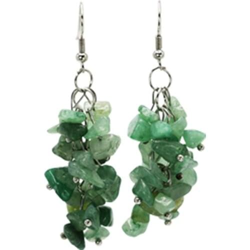 Fashion Long Dangle Earrings Handmade Green Aventurine Stone 6cm Pendientes Brincos Ethnic Jewelry Big Earings For Girl