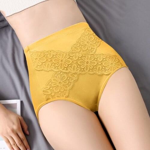 High Waist Panties Women Cotton Soft Sexy Briefs Underwear Body Shaper Print Breathable Comfort Female Intimates Plus Size XXL