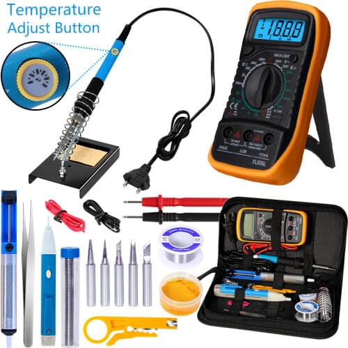 Electric Soldering Iron Kit 110V 220V 60W Soldering Iron With Multimeter Desoldeirng Pump solder rework Welding Tool Kits