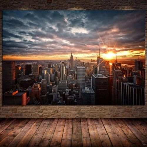 New York City Sunset View Canvas Paintings On the Wall Art Posters Prints Skline of Manhattan Wall Pictures Home cuadros Decor
