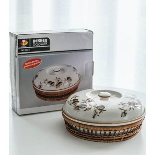 Grandma woven basket, rattan ceramic woven storage basket, sewing box, cute decorative bowl, ramen cup HP101501