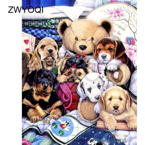 Full Square Diamond painting Cross stitch Bear dog blanket Full Round Diamond mosaic Bear dog blanket 5D DIY Diamond embroidery