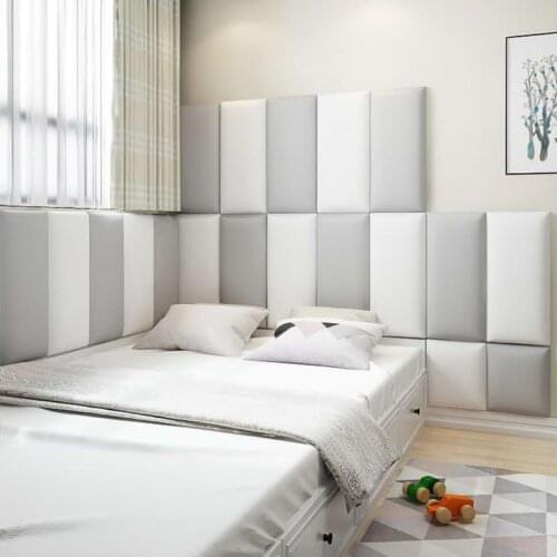Rectangular Solid Color Pattern Kids Room Tatami Bed Soft Bag Baby Anti-collision Wall Stickers Headboard Soft 3D Wall Stickers