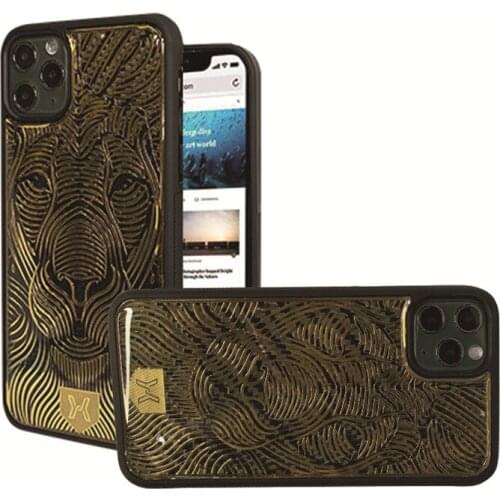 Luxury 3D Gold Glossy Lion Head Bling Case for iPhone 12 Pro Max 11 11Pro 12Mini Epoxy Armor Back Cover