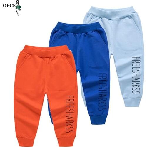 Retail Boy Sports Pants Autumn Children Cotton Elastic Waist Fashion Trousers Toddler Pants Unisex Casual Sports pants 2-12Year
