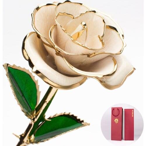 24k Gold Dipped Rose Flower Artificial Flowers Eternal Rose With Stand Forever Love In Box Birthday Valentine Day Gift For Girls