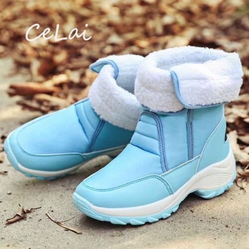 High Top Boots Ladies Plush Girls Boots Winter 2020 Warm Fur Wedge Shoes Velcro Womens Rubber Boots Non-slip Comfy Bootie NA50