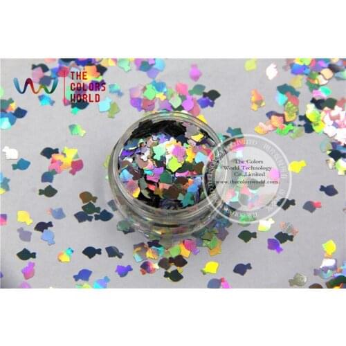 TCA100 Laser Silver Color Goldfish 6MM Size Glitter dust ,Specular luster glitter for nail,tatto,Art decoration and others
