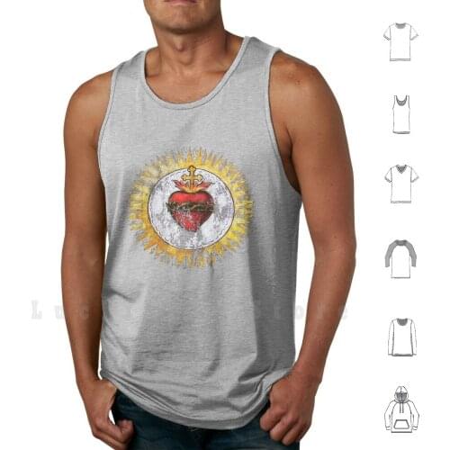 Sacred Heart Of Jesus Christ Vintage Christian tank tops vest 100% Cotton Christian Christianity Symbol Sacred Heart