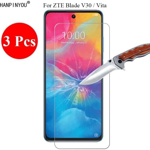 3 Pcs/Lot New 9H 2.5D Tempered Glass Screen Protector For ZTE Blade V30 / Vita Protective Film + Clean Tools