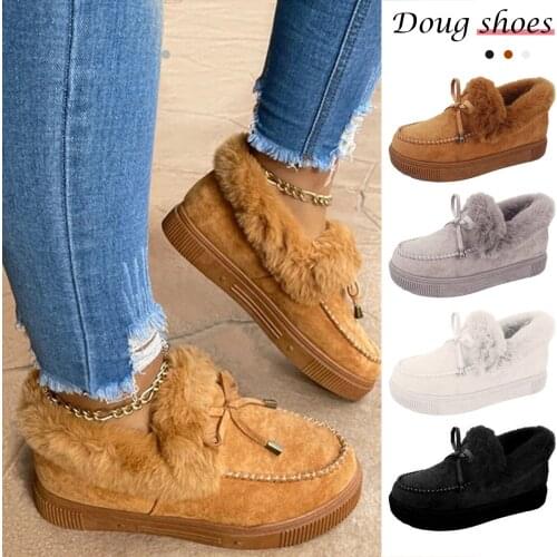 Soft Casual Fashion Flat Heel Boots Cute Warm Winter Durable Shoes for Women HSJ88