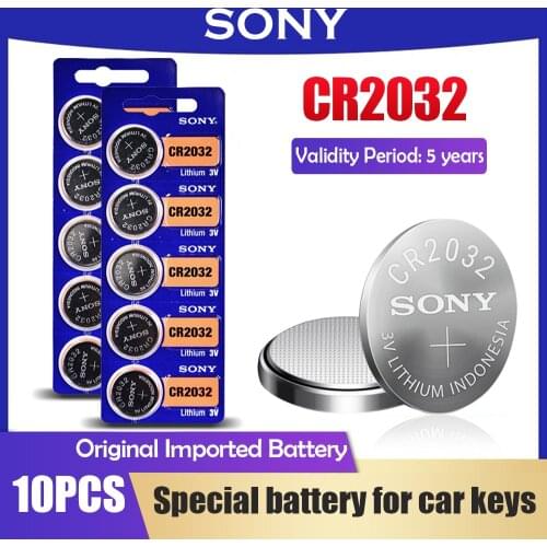 10PCS SONY CR2032 CR 2032 3V Lithium Battery DL2032 ECR2032 BR2032 Button Cell Batteries For Car Remote Control Watch Scale Toys