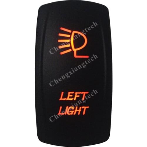 DC12V 24V LEFT LIGHT Rocker Switch AMBER Led lamp 5 Pin ON/OFF SPST Marine Grade Waterproof