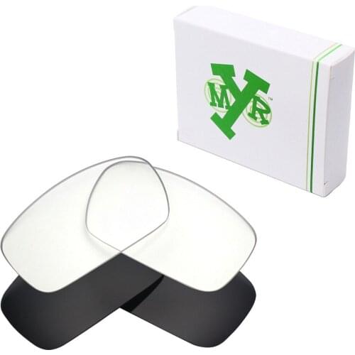 2 Pairs Mryok Replacement Lenses for Oakley Crankshaft Sunglasses Stealth Black & HD Clear