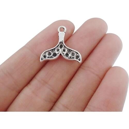 20 x Fashion Metal Whale Mermaid Tail Charms Pendants Beads for DIY Handmade Jewelry Making Findings 20x19mm