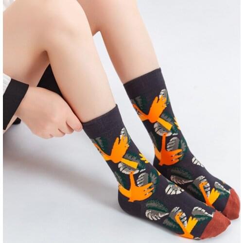 2020 Retro Art Couple Socks Cotton Harajuk Women Socks Funny Pattern Long Socks High Stretch Mid Crew Men Socks носки Fit 36-43
