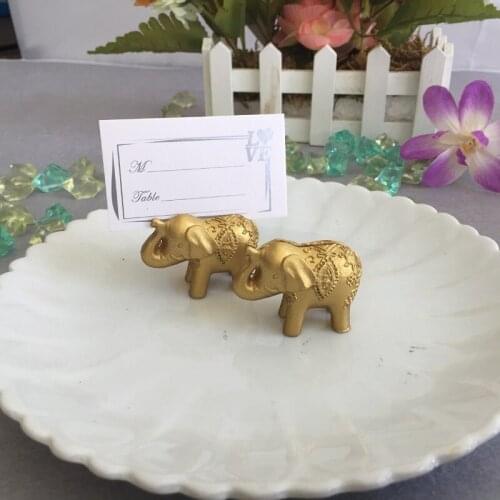 300pcs Lucky Gold Elephant Place Card Holders/Table Name Holder Wedding Centerpiece Golden Themed Party Favors