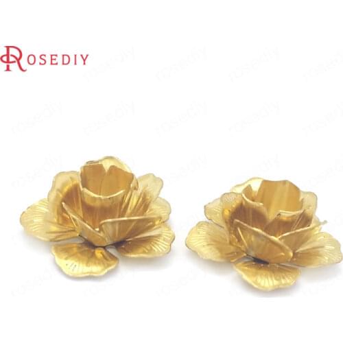 38503)10PCS 22MM Height 10MM Not plated color Brass 3D Multi-layer Flower Jewelry Making Supplies Diy Findings Accessories