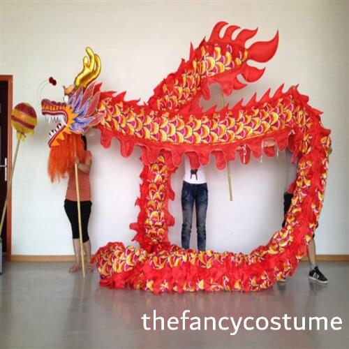 4m Length Size 5 silk print fabric 4 student Chinese DRAGON DANCE ORIGINAL Dragon Chinese Folk Festival Celebration Costume