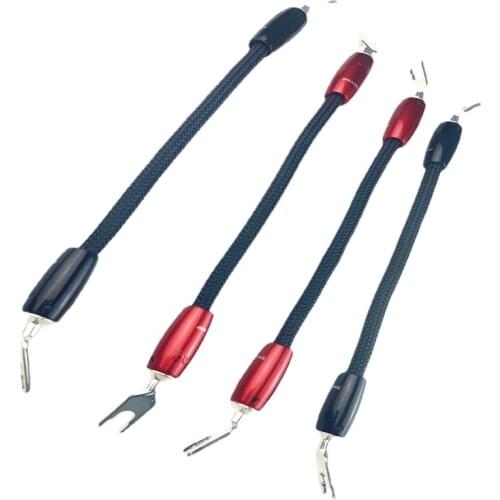 Wel Audio Speaker Jumper Terminal Bridge Cables with Series 1000 Silver Banana or Spade Plug