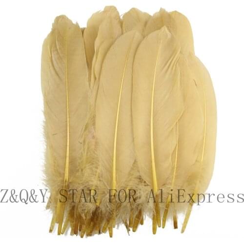 50-200 Natural Goose Feathers 15-20CM Dyed Khaki DIY Craft Ornaments Clothing Feathers