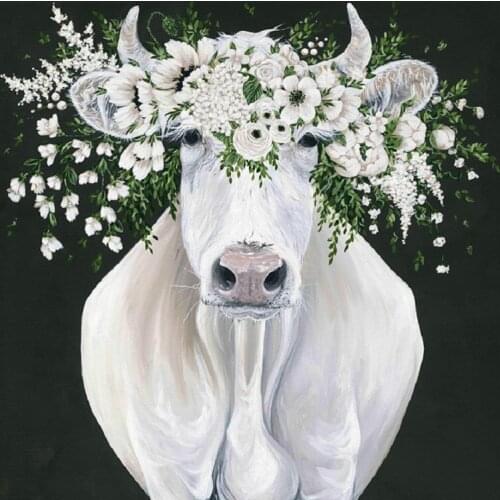 5D Diy Diamond painting Cow and flower stickers Needlework, mosaic diamond Embroidery Resinstone Cross Stitch home Decoration