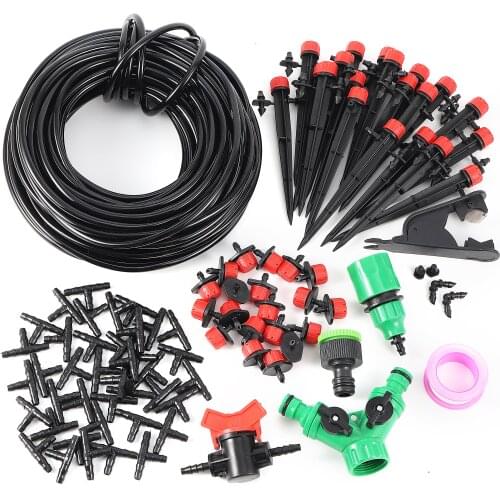 5m~25m DIY Drip Irrigation System Adjustable 8 Hole Red Dripper Kit Garden Plant Automatic Watering Moisturizing Micro Sprinkler