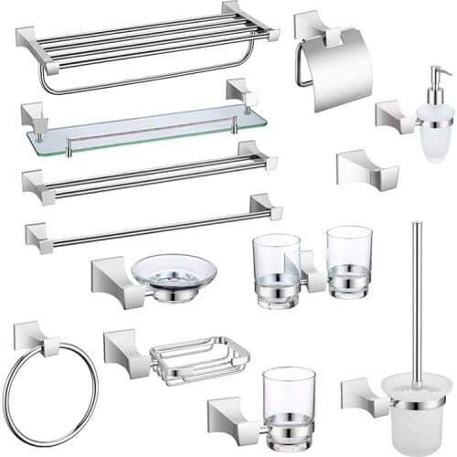 Bathroom Accessories Stainless Steel Polish Towel Shelf Toilet Paper Holder Soap Holder Towel Rack Toothbrush Holder Robe Hook