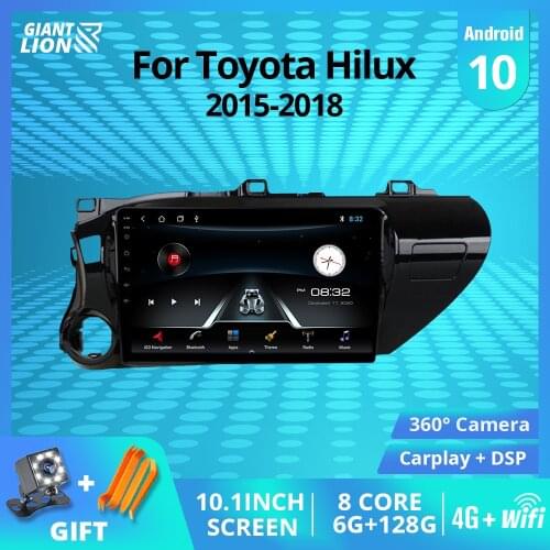 10.1'' 2din Car Radio For Toyota Hilux Pick Up AN120 2015 2016 2017 2018 Car Multimedia Video Player Navigation GPS DVD Player