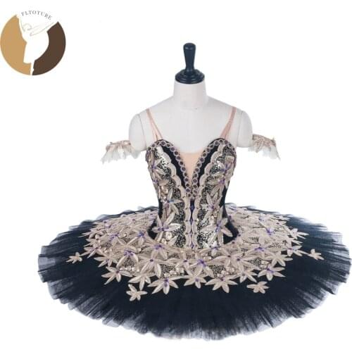 FLTOTURE AT1286 Black Gold Ballet Tutu Professional Ballet Tutu For Ballet Competition Women Custom Made Tutu Ballet Nutcracker