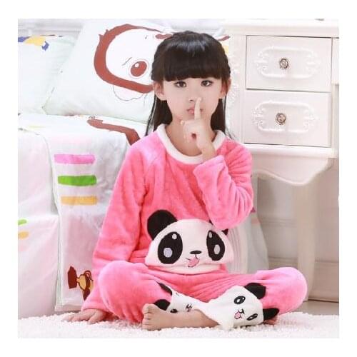 New Autumn Winter Children Coral Fleece Pajamas Home Wear Boys Pyjama Warm Flannel Sleepwear Girls Lounge Kids Nightwear