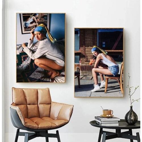 Girl with Pearl Earring Canvas Painting Modern Wall Art Poster and Print Fashion Sexy Women Art Pictures Living Room Decoration