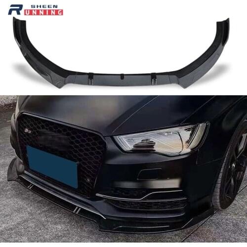 For Audi S3 A3(S-line) Front Bumper Spoiler Protector Plate Lip Body Kit Carbon Surface Decorative Strip Chin Shovel 2013-2016