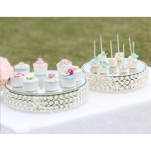 European style Dia 30cm Mirror Crystal Cake Stand Wedding Party Birthday table Centerpiece Events party decoration